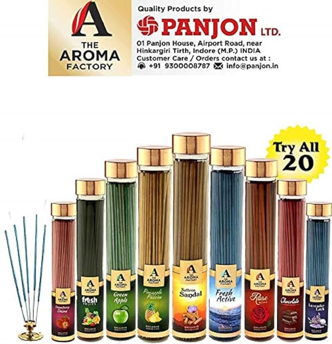 The Aroma Factory Exotic Fruit Combo of 3 Bottles - Pineapple Passion, Strawberry Shine & Chocolate Temptation (0% Charcoal) Incense Sticks Agarbatti (Pack of 3 x 100) Bottle Jars