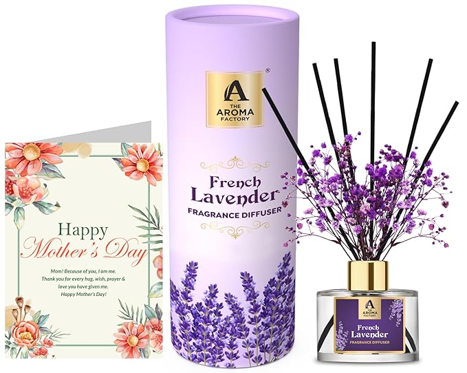 The Aroma Factory Happy Mothers Day Greeting Card & Fragrance Reed Diffuser Gift Set,French Lavender (1 Box + 1 Card)