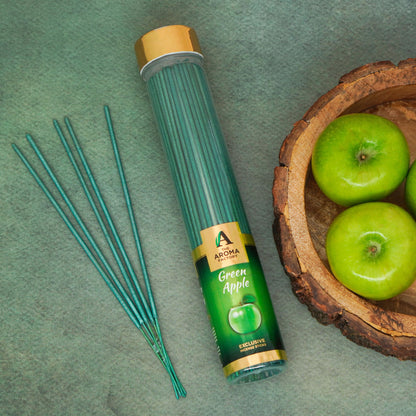 The Aroma Factory Green Apple Incense Stick (0% Charcoal 0% Sulphates) Organic & Herbal Agarbatti Bottle Pack, 100G