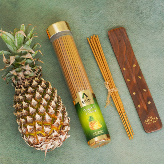 The Aroma Factory Pineapple Incense Stick (0% Charcoal 0% Sulphates) Agarbatti Bottle Pack, 100G