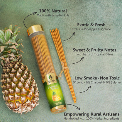 The Aroma Factory Pineapple Incense Stick (0% Charcoal 0% Sulphates) Agarbatti Bottle Pack, 100G