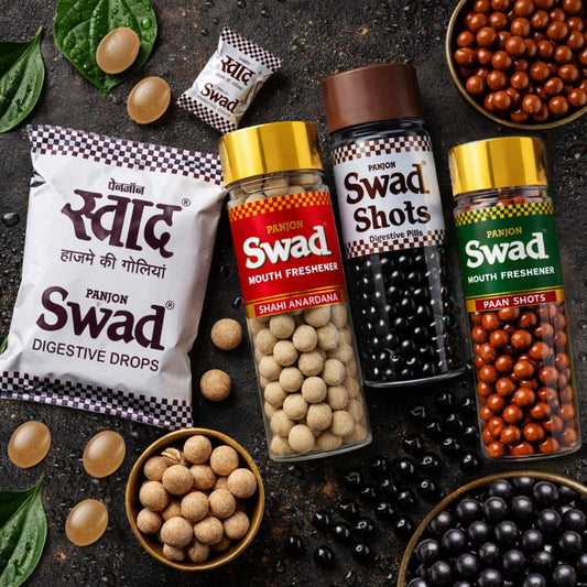 Swad Digestive Candy Pouch (25 pcs) Anardana Goli Pachak, Digestive Shot, Paan Shots Mukhwas Mouth Freshener, 4 units