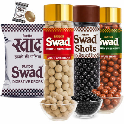 Swad Digestive Candy Pouch (25 pcs) Anardana Goli Pachak, Digestive Shot, Paan Shots Mukhwas Mouth Freshener, 4 units