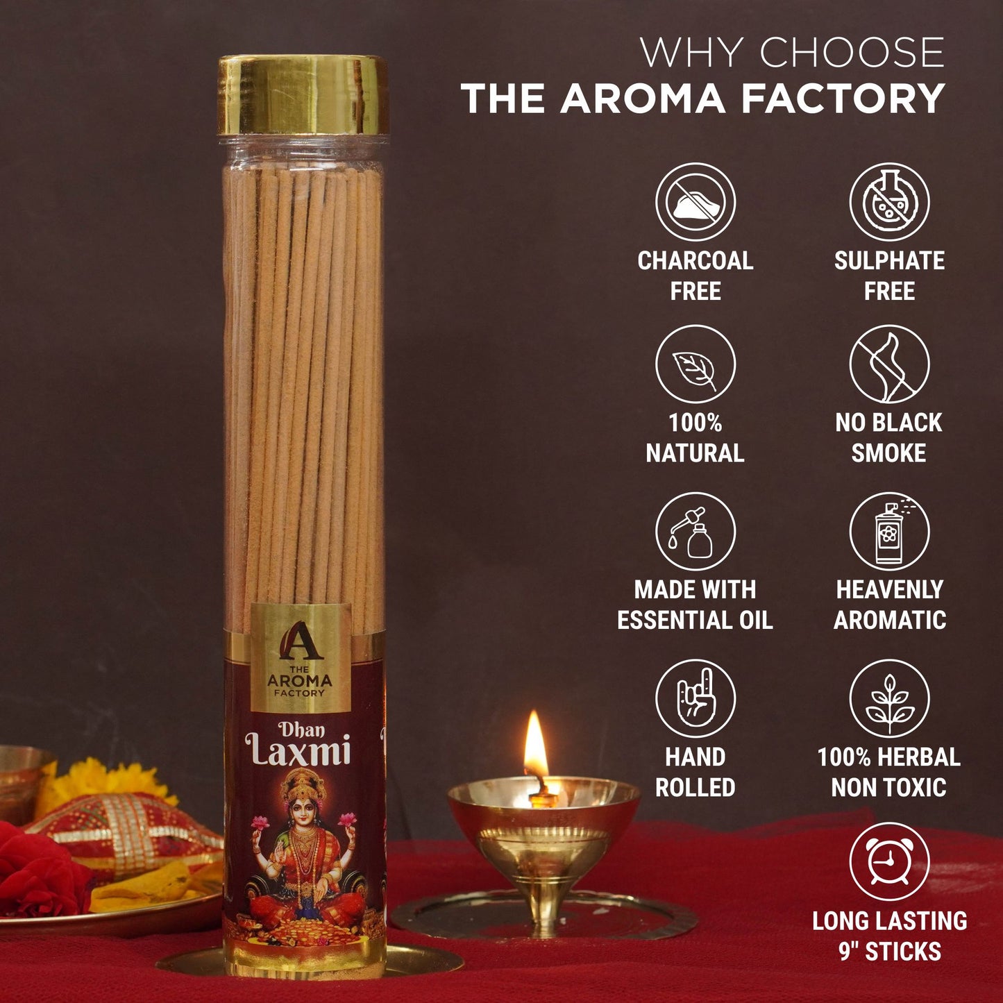 The Aroma Factory Incense Sticks (Laxmi, Ganesh, Krishna, Shiva Gods Hindu Agarbatti) 4 bottles, Fragrance Jute Gift Pack