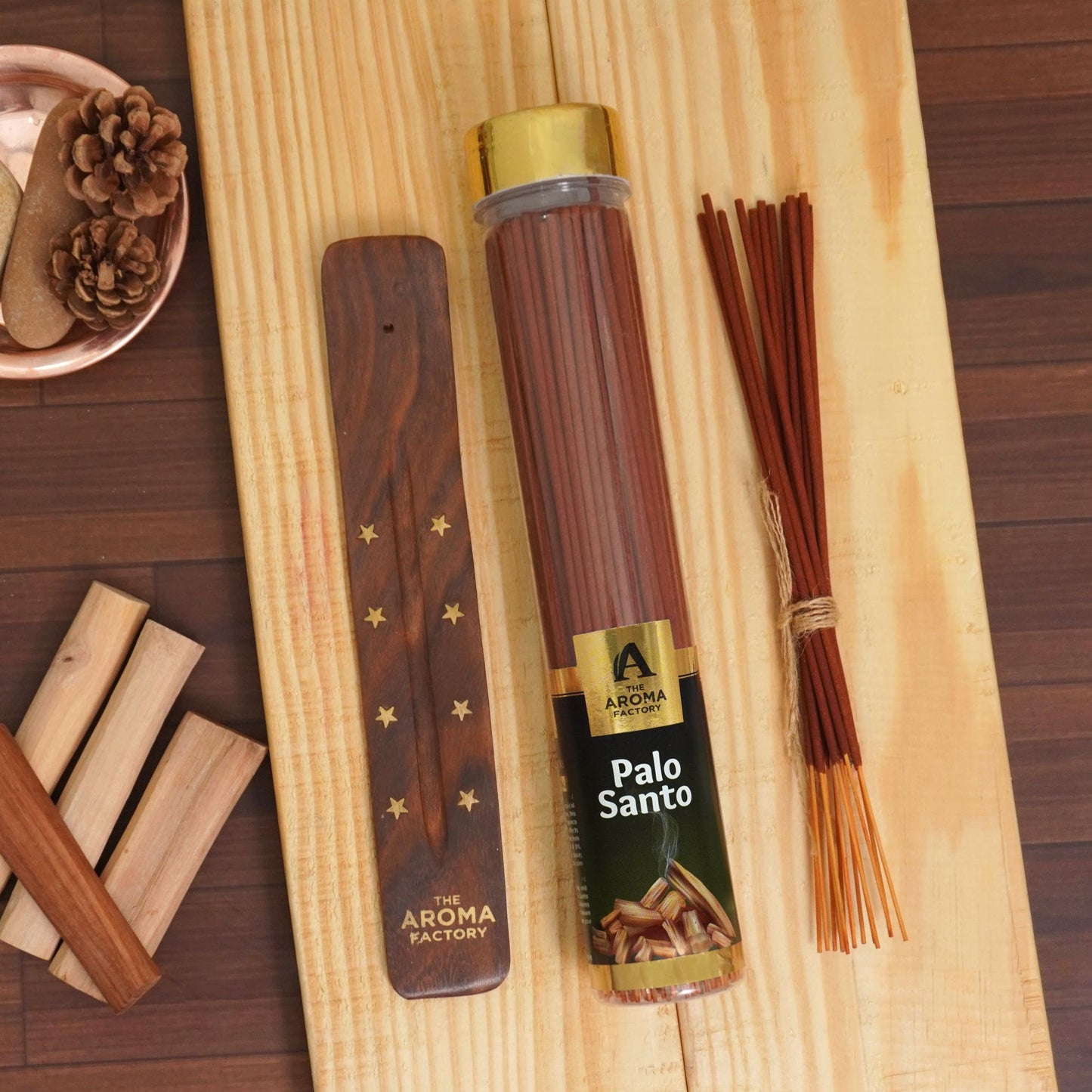 The Aroma Factory Palo Santo  Incense Stick (0% Charcoal 0% Sulphates) Organic & Herbal Agarbatti Bottle Pack, 100G