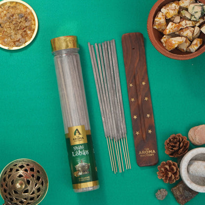 The Aroma Factory Shahi Loban Incense Stick (0% Charcoal 0% Sulphates) Organic Lobhan Agarbatti Bottle Pack, 100G