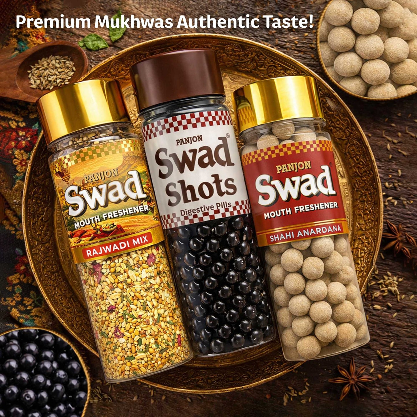 Panjon Swad Rajwadi Mix, Digestive Shots & Shahi Anardana Goli  Combo(Pack of 3)