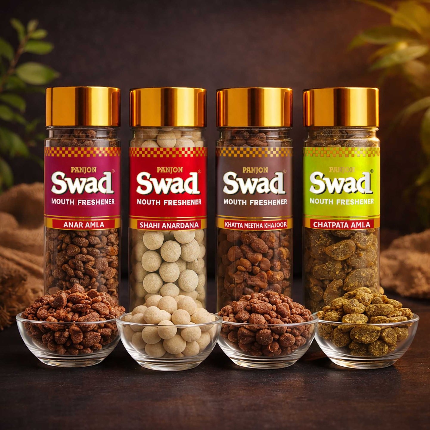 Swad Pachak Anar Amla, Anardana Goli, Khajoor & Chatpata Amla Mouthfreshener Mukhwas, 4 bottle