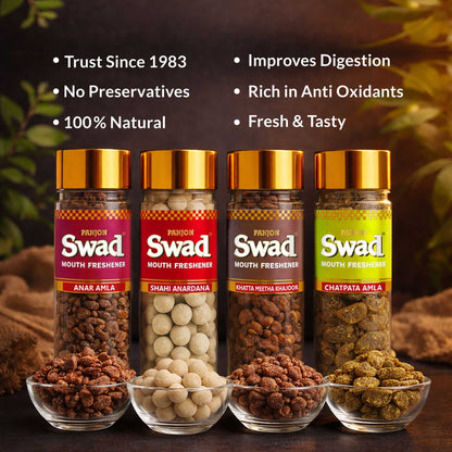 Swad Pachak Anar Amla, Anardana Goli, Khajoor & Chatpata Amla Mouthfreshener Mukhwas, 4 bottle