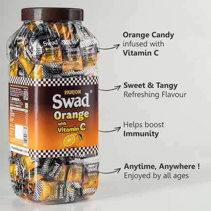 Swad Orange Candy (enriched with Vitamin C ) 200 Toffee Jar