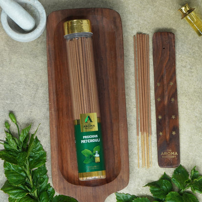 The Aroma Factory Patchouli Incense Stick (0% Charcoal 0% Sulphates) Organic Agarbatti Bottle Pack, 100G