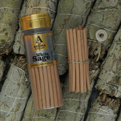 The Aroma Factory White Sage Dhoop Stick (0% Charcoal 0% Suphates) Herbal Smudging Incense Dhoopbatti Bottle Pack, 100 g