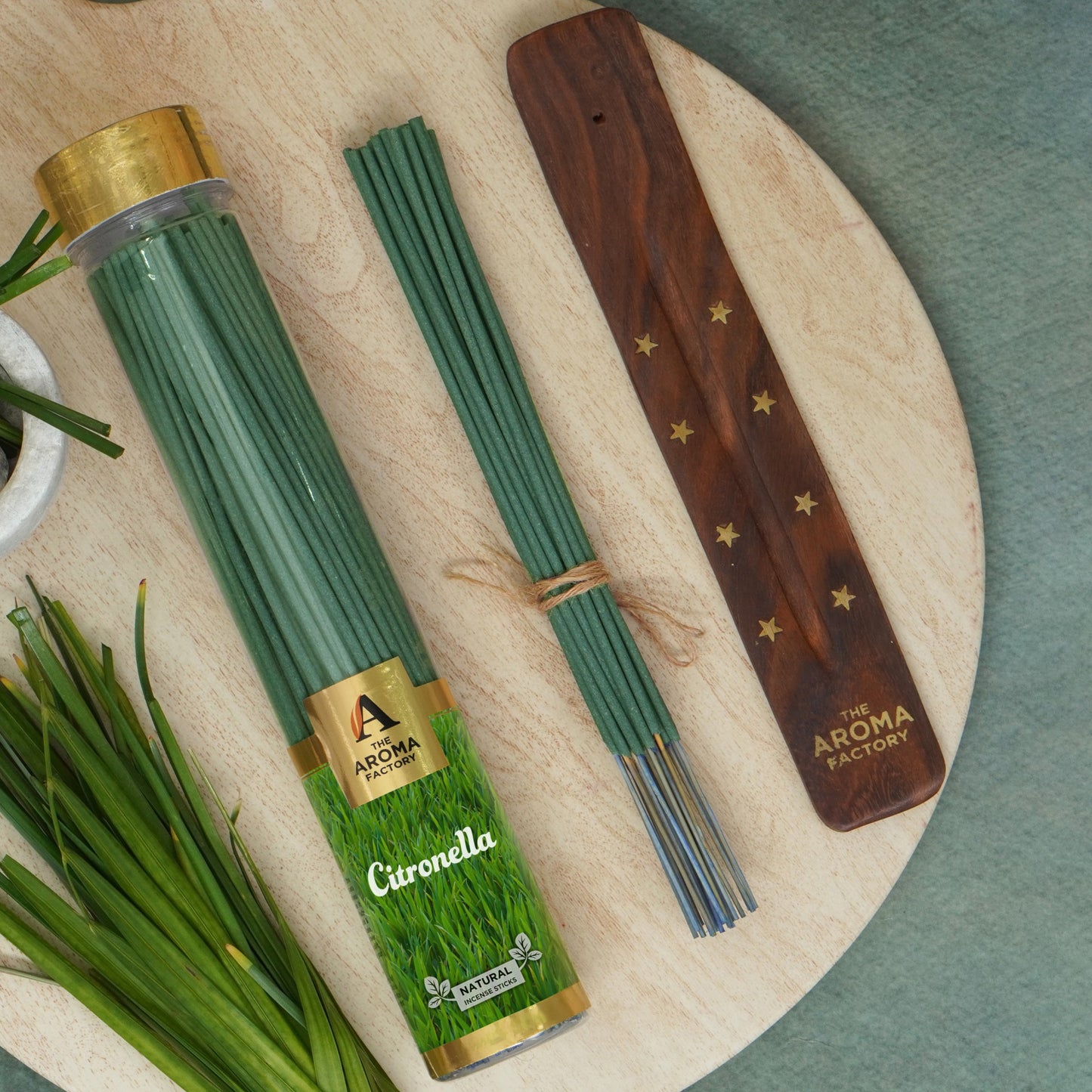 The Aroma Factory Citronella Herbal Incense Stick (0% Charcoal 0% Sulphates) Agarbatti Bottle Pack, 100G