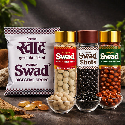 Swad Digestive Candy Pouch (25 pcs) Anardana Goli Pachak, Digestive Shot, Paan Shots Mukhwas Mouth Freshener, 4 units