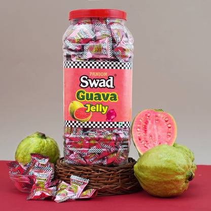 Swad Guava Jelly Candy, Soft & Chewy Fruit Sweets, 900g Jar
