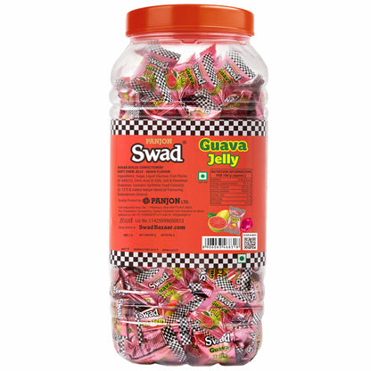 Swad Guava Jelly Candy, Soft & Chewy Fruit Sweets, 900g Jar