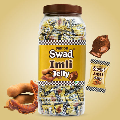 Swad Imli Jelly Candy, Soft & Chewy Fruit Sweets, 900g Jar