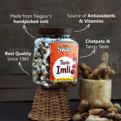 Swad Twin Imli Candy, Khatti Meethi Imly, Chulbuli Tamarind Twist Toffee, 380g Jar