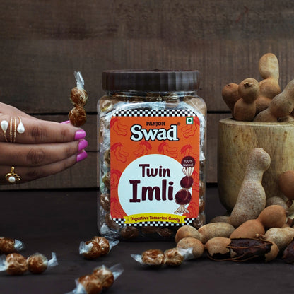 Swad Twin Imli Candy, Khatti Meethi Imly, Chulbuli Tamarind Twist Toffee, 380g Jar