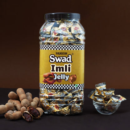 Swad Imli Jelly Candy, Soft & Chewy Fruit Sweets, 900g Jar