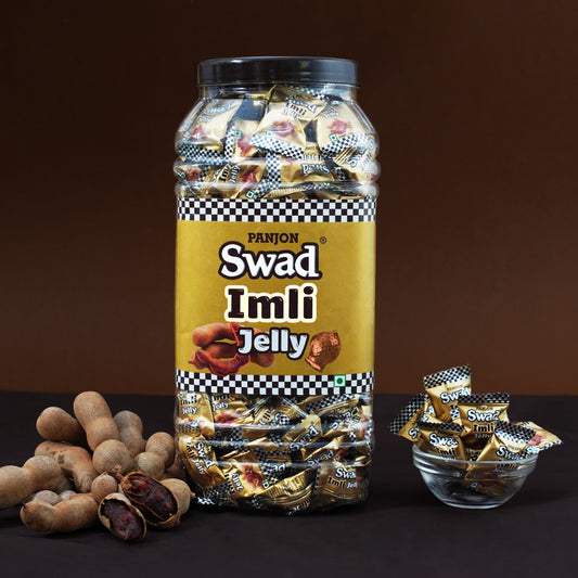 Swad Imli Jelly Candy, Soft & Chewy Fruit Sweets, 900g Jar