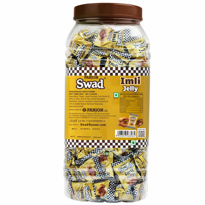 Swad Imli Jelly Candy, Soft & Chewy Fruit Sweets, 900g Jar