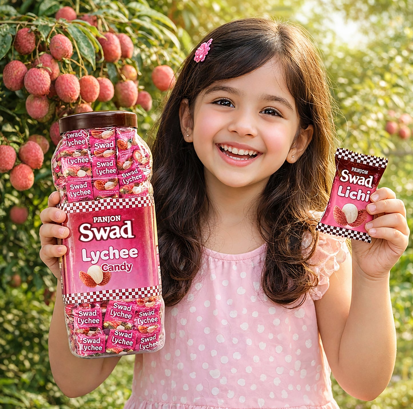 Swad Lychee Lichi Candy Jar, 600g