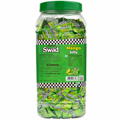 Swad Kaccha Mango Jelly Candy, Soft & Chewy Fruit Sweets, 900g Jar