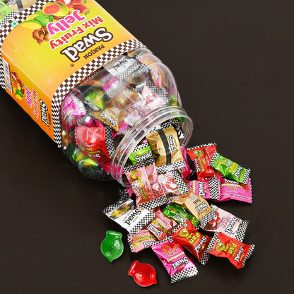Swad Mix Fruit Jelly Candy, Soft & Chewy Assorted Sweets, 640g Jar