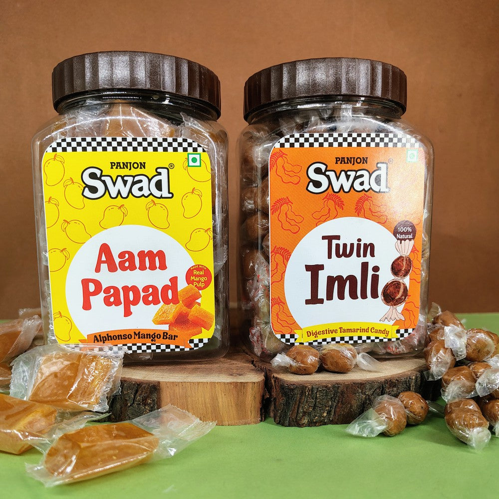 Swad Aam Papad & Twin Imli Candy [Tamarind & Mango Toffees] 2 Jars x 400g