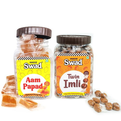Swad Aam Papad & Twin Imli Candy [Tamarind & Mango Toffees] 2 Jars x 400g