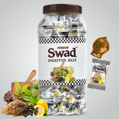 Swad Digestive Jelly Candy, Soft & Chewy Masala Toffee, 900g Jar