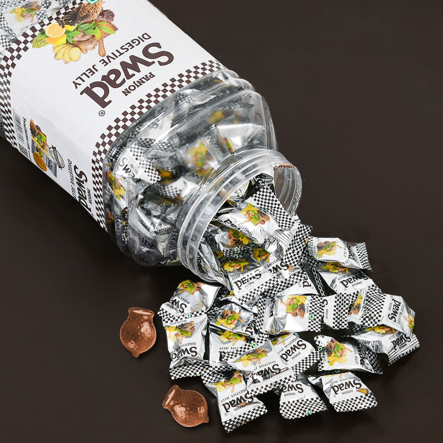 Swad Digestive Jelly Candy, Soft & Chewy Masala Toffee, 900g Jar