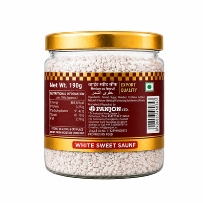 Panjon Swad White Sweet Saunf Fennel Mukhwas Mouth Freshener, 190g, Pack of 1