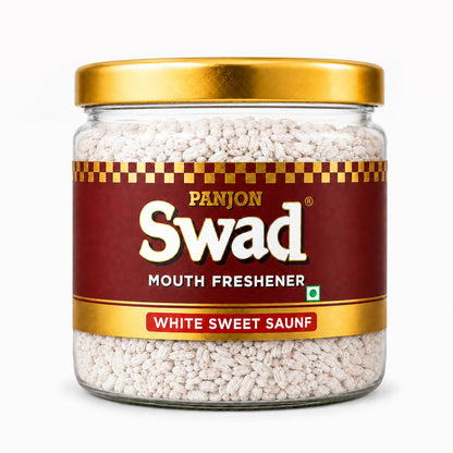 Panjon Swad White Sweet Saunf Fennel Mukhwas Mouth Freshener, 190g, Pack of 1
