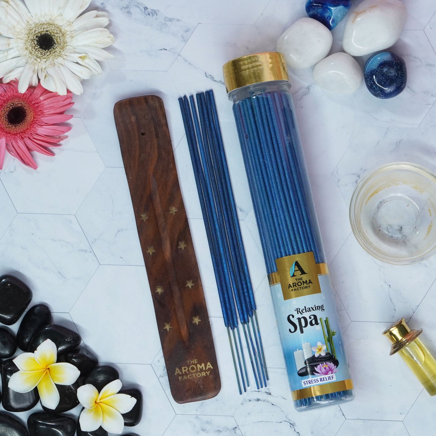 The Aroma Factory Relaxing Spa Incense Stick (0% Charcoal 0% Sulphates) Organic & Herbal Agarbatti Bottle Pack, 100G