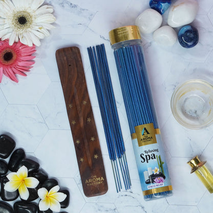 The Aroma Factory Relaxing Spa Incense Stick (0% Charcoal 0% Sulphates) Organic & Herbal Agarbatti Bottle Pack, 100G