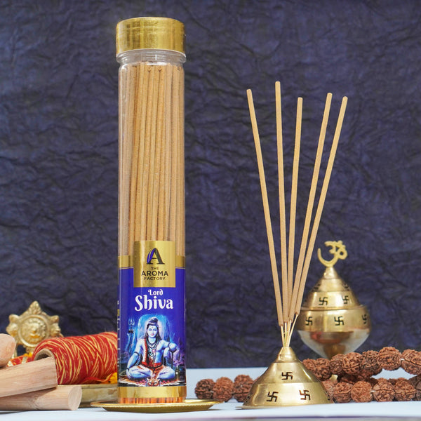 The Aroma Factory Lord Shiva Incense Stick (0% Charcoal 0% Sulphates) Organic & Herbal Agarbatti Bottle Pack, 100G