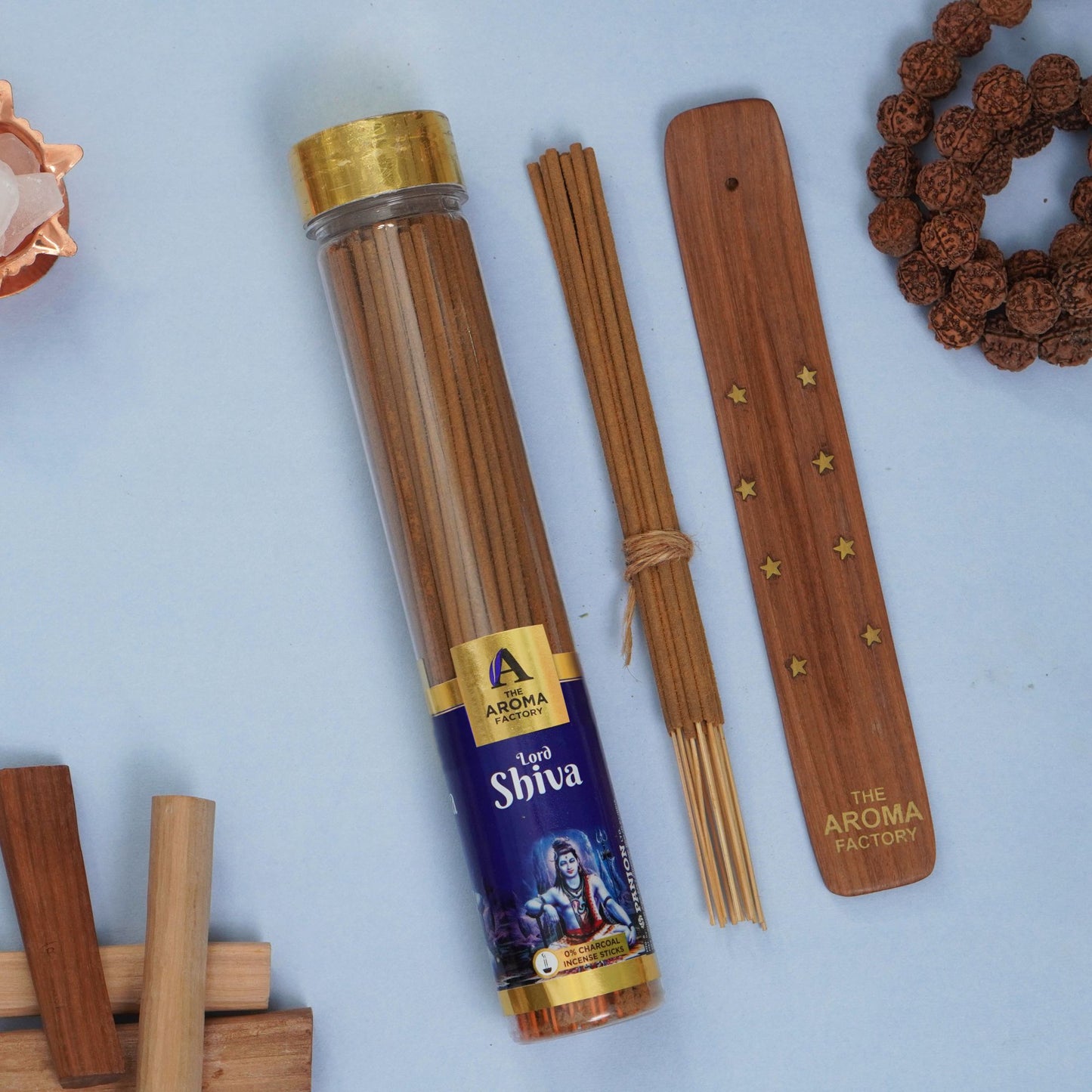The Aroma Factory Lord Shiva Incense Stick (0% Charcoal 0% Sulphates) Organic & Herbal Agarbatti Bottle Pack, 100G