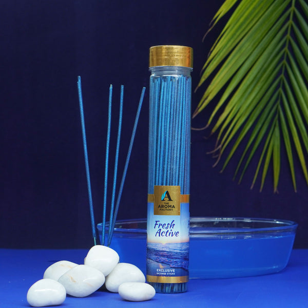 The Aroma Factory Fresh Active Incense Stick (0% Charcoal 0% Sulphates) Organic & Herbal Agarbatti Bottle Pack, 100G