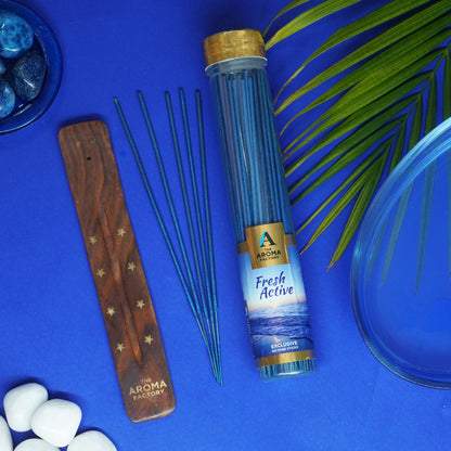 The Aroma Factory Fresh Active Incense Stick (0% Charcoal 0% Sulphates) Organic & Herbal Agarbatti Bottle Pack, 100G