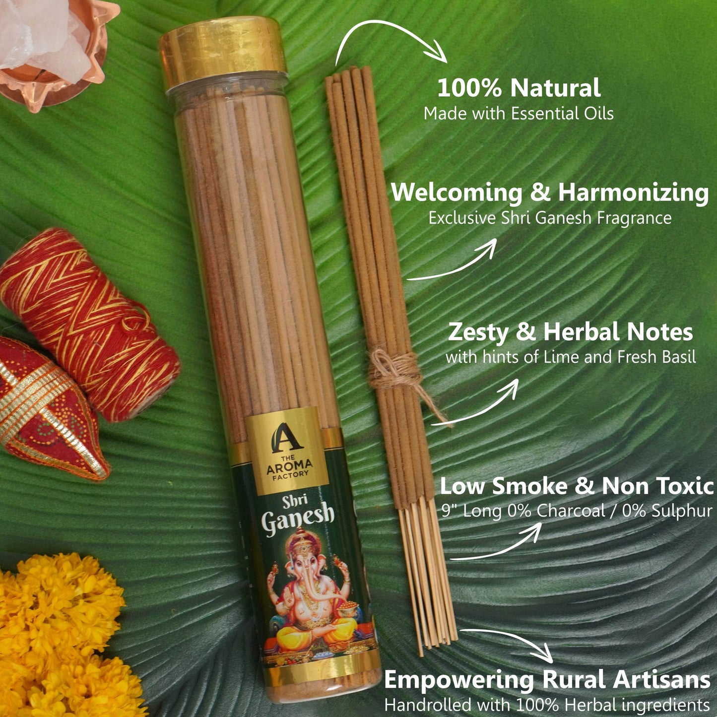 The Aroma Factory Incense Sticks (Laxmi, Ganesh, Krishna, Shiva Gods Hindu Agarbatti) 4 bottles, Fragrance Jute Gift Pack