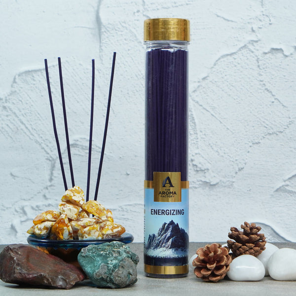 The Aroma Factory Energizing  Incense Stick (0% Charcoal 0% Sulphates) Organic & Herbal Agarbatti Bottle Pack, 100G