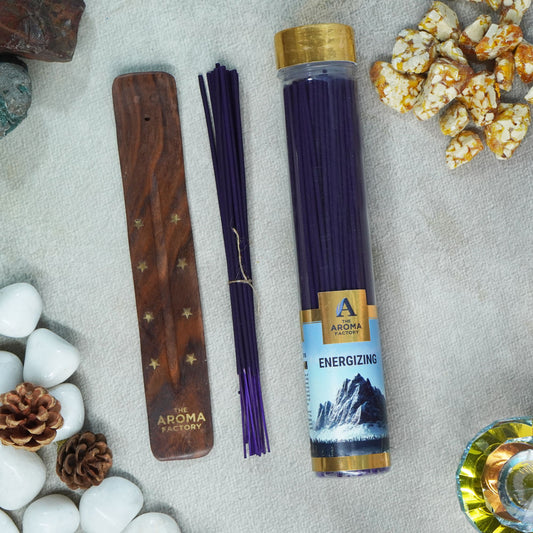 The Aroma Factory Energizing  Incense Stick (0% Charcoal 0% Sulphates) Organic & Herbal Agarbatti Bottle Pack, 100G