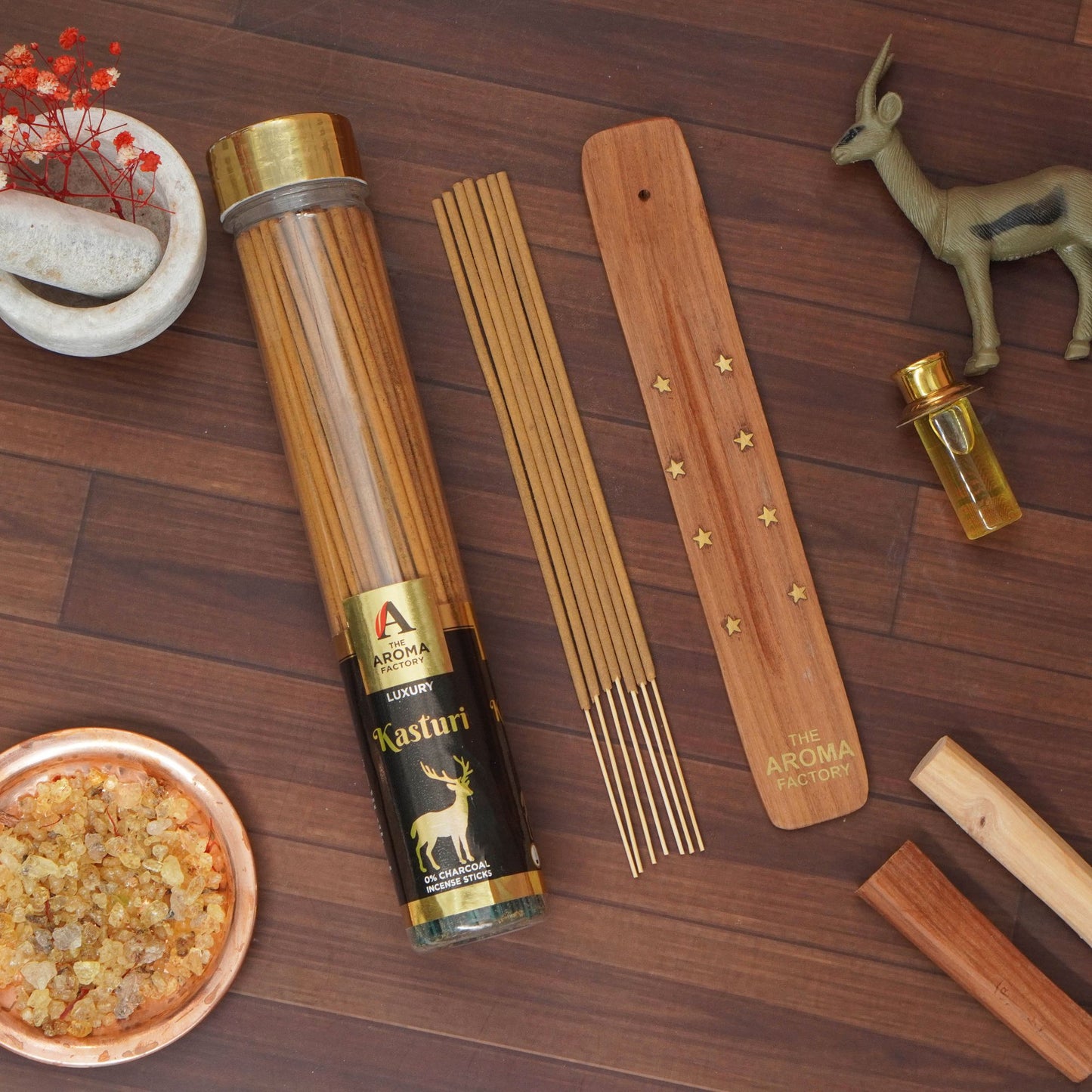 The Aroma Factory Musk Incense Stick (0% Charcoal 0% Sulphates) Organic Kasturi Agarbatti Bottle Pack, 100G