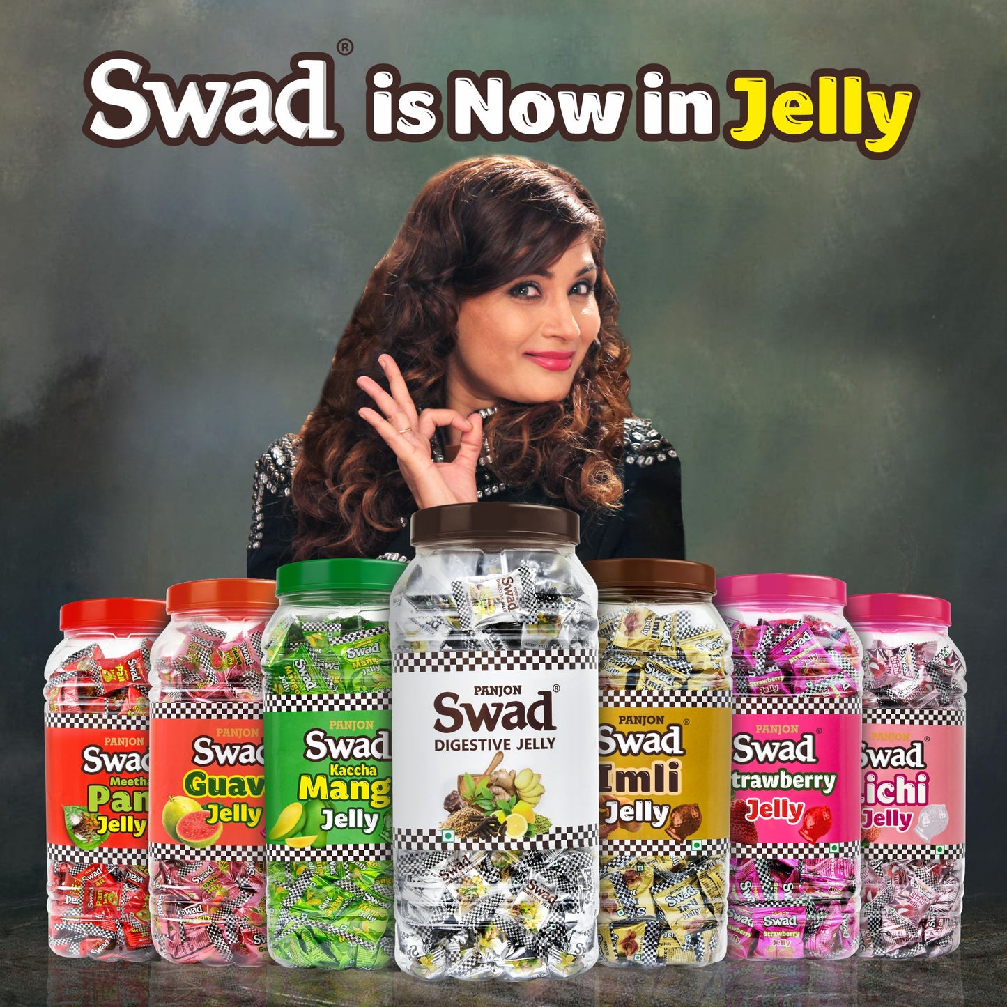 Swad Kaccha Mango Jelly Candy, Soft & Chewy Fruit Sweets, 900g Jar