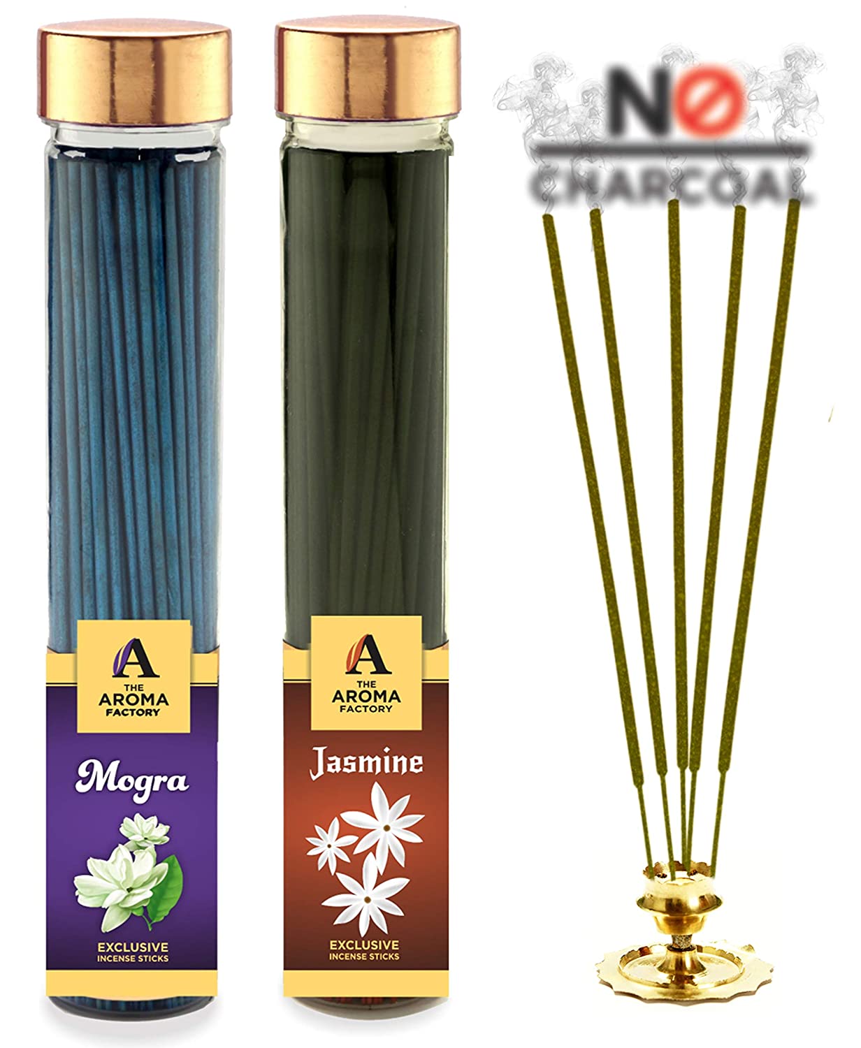 The Aroma Factory Wood Mogra and Jasmine Agarbatti (4 cm X 8 26 cm, Multicolor, 2 Piece)