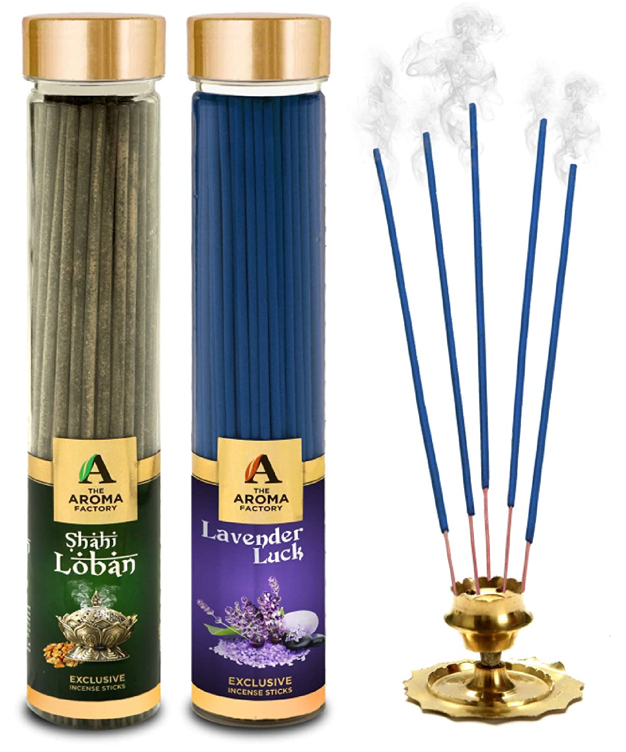 The Aroma Factory Loban & Lavender Agarbatti Incense Sticks (Charcoal Free) Bottle Pack of 2 x 100g
