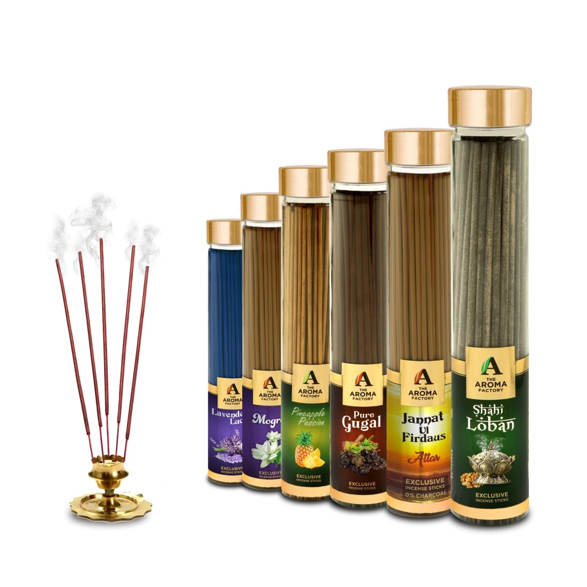 The Aroma Factory Kesar Chandan Saffron Sandal & Fresh Active Agarbatti Incense Sticks (0% Charcoal) Pack of 2 x 100g