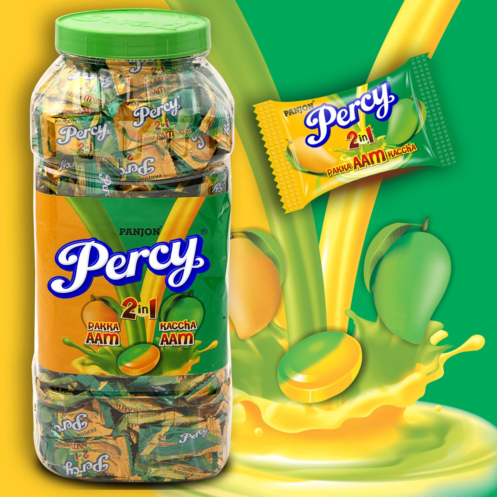 Percy 2 in 1 Kaccha Aam - Pakka Aam Candy Toffee Jar, 875g